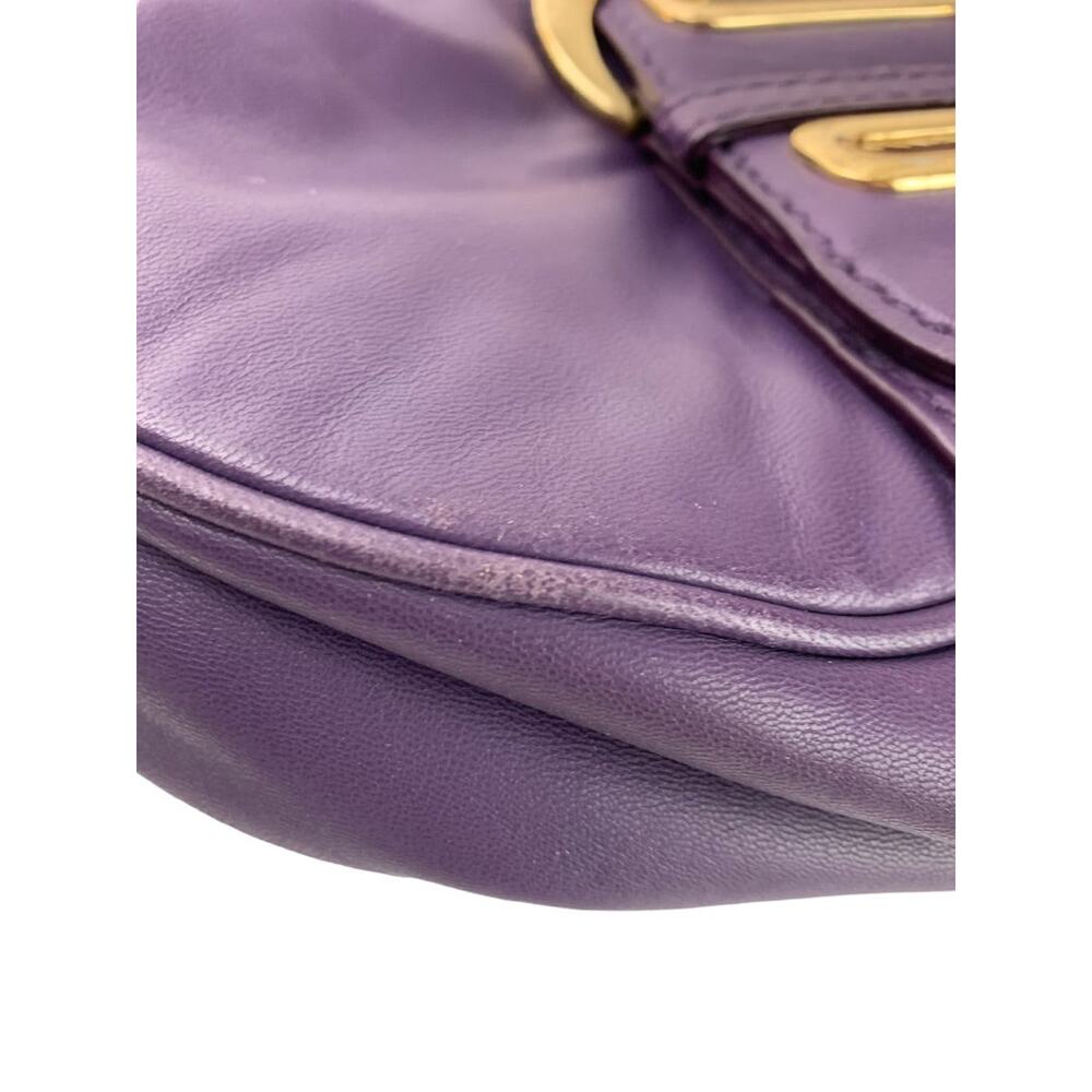 Michael Kors Morgen Purple Leather Hobo Bag Goldtone Hardware Buckle B-1006 - Picture 4 of 12